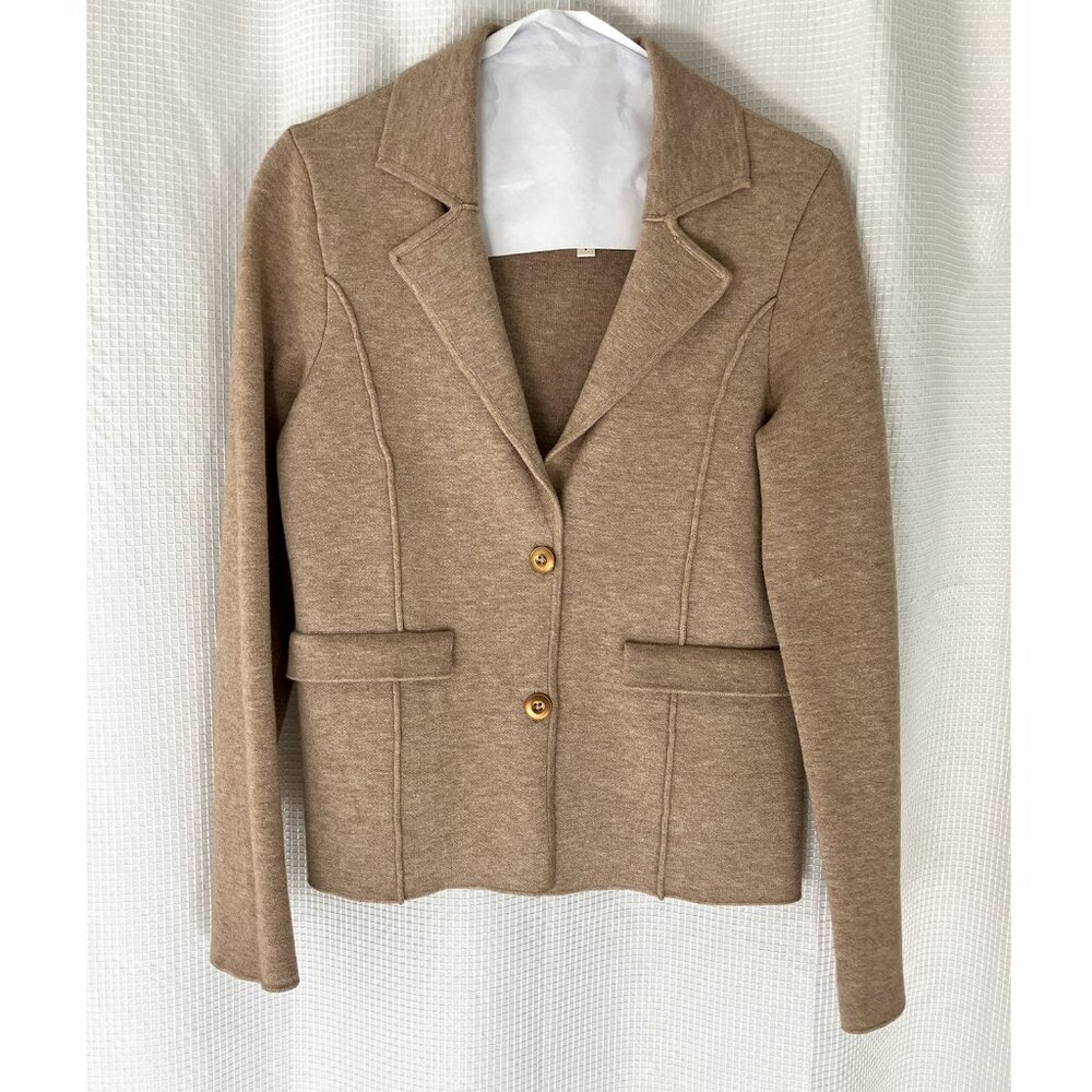 Anthropologie Knit Sweater Blazer, Small, Beige